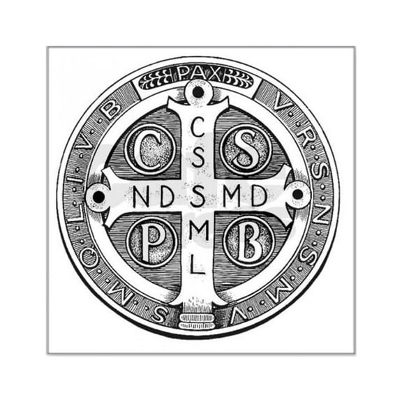 CafePress - Medal Of Saint Benedict Square Sticker 3 X 3 - Square Sticker 3" x 3"