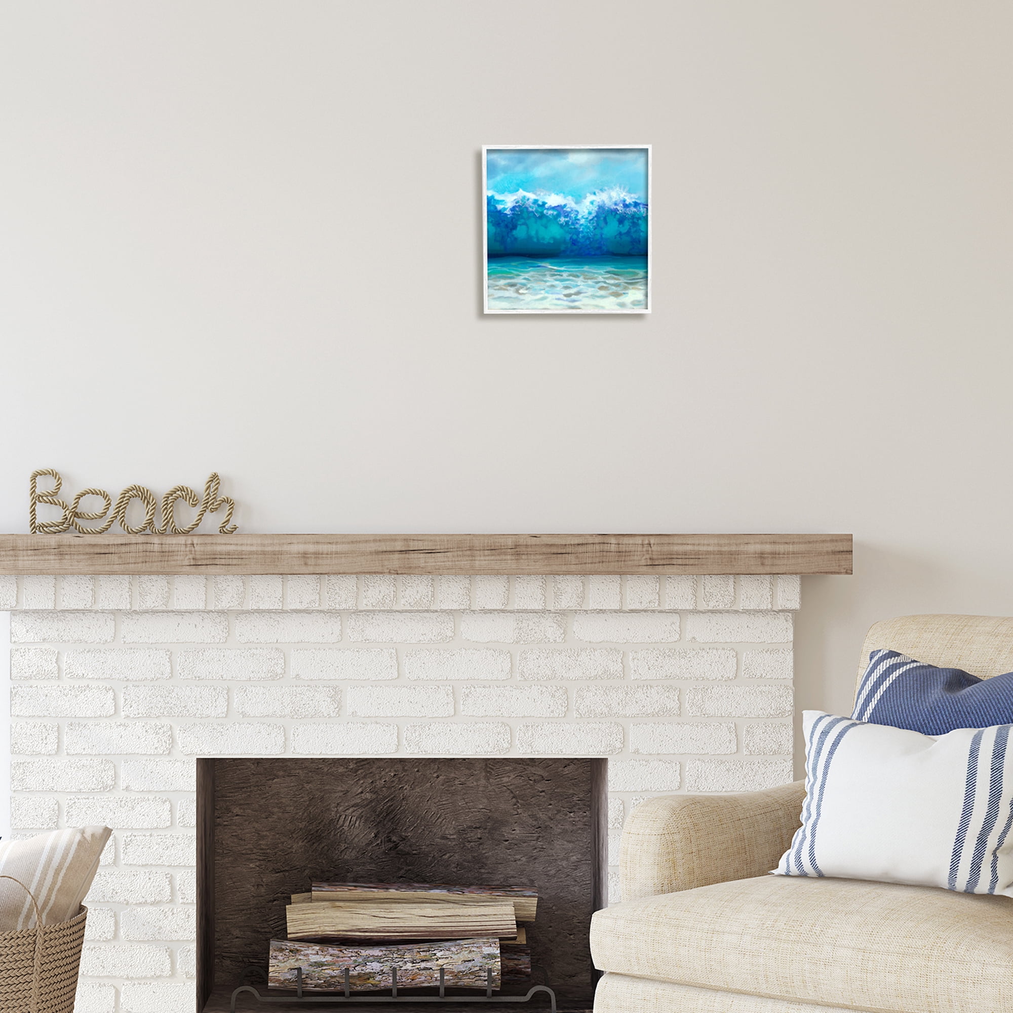 Stupell Industries Abstract Tsunami Waves Beach Tide Coastal Painting White Framed Art Print Wall Art