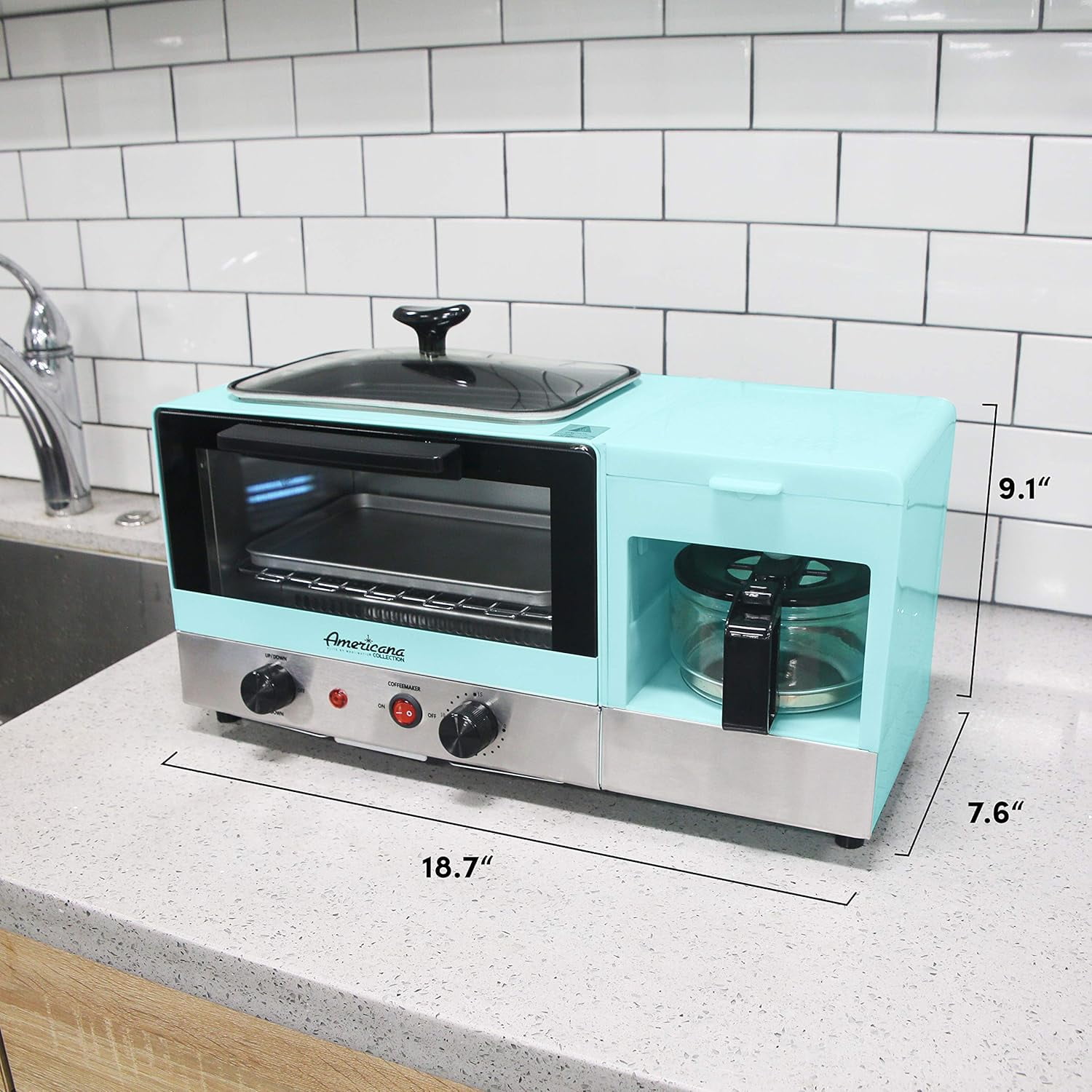 Elite Gourmet New Collection 3-in-1 Multifunctional Breakfast Center, Toaster Ovens.