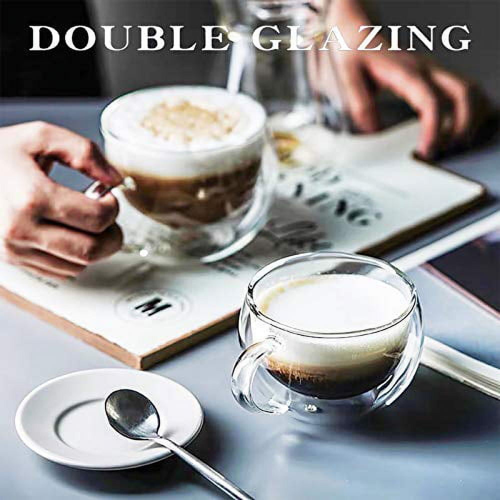 DeeCoo Double Wall Cappuccino Glass Mugs 8.5oz, Clear Coffee Mug