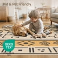 thumbnail image 4 of ODIKA 2'x3' Warm Earth Tones Geometric Bands Washable Throw Rug Intricate Pattern with Modern Flair for Hallway, Study Room, Non-Slip Low Profile, Flatwoven, 4 of 7