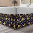 thumbnail image 1 of Alien Bed Skirt, Vibrant Concept of Spaceships Planets Satellites and Astronaut Galactic Items, Elastic Bedskirt Dust Ruffle Wrap Around for Bedding Decor, 4 Sizes, Indigo Multicolor, by Ambesonne, 1 of 2