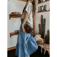thumbnail image 6 of Qmyliery Women Summer Denim Skirt Casual Solid Color Ruffled Hem High Waist A-Line Jeans Skirt for Club Streetwear, 6 of 7