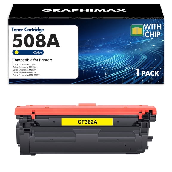 508A CF362A Yellow Toner Cartridge Compatible for CF362A 508A 508X Color LaserJet Enterprise 552dn M553dn M553n M553x MFP M577 Printer 1 PACK