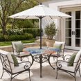 thumbnail image 2 of Round Outdoor Tablecloth with Umbrella Hole and Zipper, Navy Blue Starfish Coastal Tablecloth with Elastic Waterproof, Nautical Coral Summer Beach Ocean Patio Table Covers for 36" - 44" Pool Tables, 2 of 9
