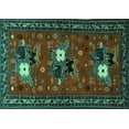thumbnail image 1 of Ahgly Company Indoor Rectangle Persian Turquoise Blue Traditional Area Rugs, 8' x 10', 1 of 4
