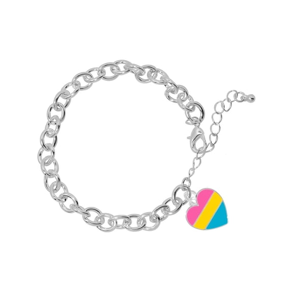Pansexual LGBTQ Pride Heart Chunky Charm Bracelets