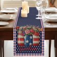 thumbnail image 3 of Table Runners 90 Inches Long Dress Scarves, Independence Day Farmhouse Coffee/Dining/Kitchen Table Runner for Living Room, US Flag Stars Spring Flowers Retro Blue 13x90 Inch, 3 of 9