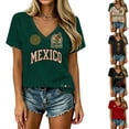 thumbnail image 2 of 2026 New Mexico Soccer Jersey Women, Mexican Jersey Soccer T-Shirt, Jersey De Mexico V-Neck Short Sleeve Football Shirt, Athletic Training Uniform for Adult, 2 of 6