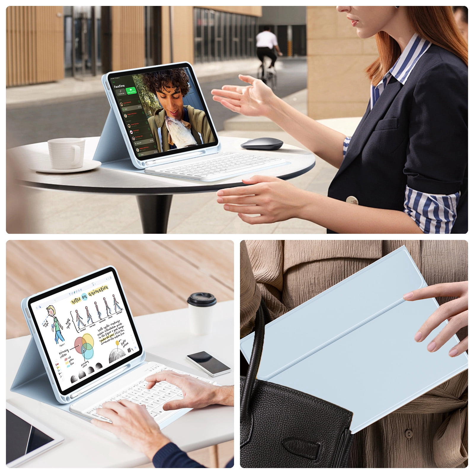 GKABXY Magnetic Keyboard Case for iPad A16 11th /10th Generation 2025/2022 with Pencil Holder 10.9/11 Inch, Magnetic Detachable Wireless Bluetooth Multi-Angle Stand Rechargeable Keyboard Case, Blue