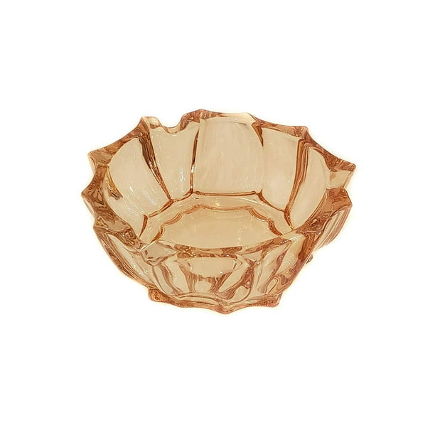 Large Deep Crystal Glass Ashtray 5.75" Round Cut Fancy Design Gift