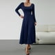 thumbnail image 4 of Vestido Vestido ajustado con cintura trasera, vestido informal largo liso para mujer, traje diario básico Ygjytge Azul marino T XL para Mujer, 4 of 8