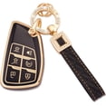 thumbnail image 1 of LAICAIW for Chevy Key Fob Cover with Leather Keychain 6 Buttons Soft TPU Car Keys Shells Compatible with 2021 2022 Chevrolet Suburban Tahoe GMC Yukon Key Fob Protector Black Gold (BP-Bck-6D), 1 of 6