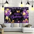 thumbnail image 7 of 7x5FT Glitter Black Purple Golden Happy Birthday Party Beautiful Backdrop Photo Background Cloth Happy Birthday Sign Banner Decoration Supplies for Women Girl, 7 of 7