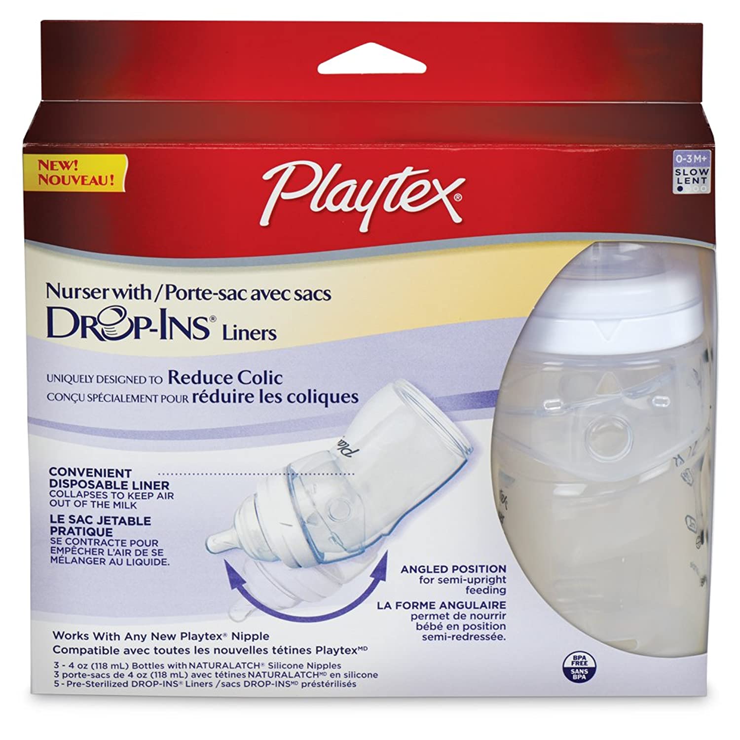 Playtex Baby Nurser Bottle with PreSterilized Disposable DropIns Liners, Closer to