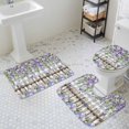 thumbnail image 3 of Purple White Floral Bathroom Rugs Set Watercolor Spring Butterfly Lavender Wood Fence Grey Plaid Non Slip Absorbent Bath Mats 3 Piece Set, U-Shaped Floor Mat, Toilet Seat Cover Small Size, 3 of 9