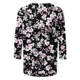 thumbnail image 4 of YUGYXL Flower Graphic Tees for Women Lounge 3/4 Length Sleeve Tshirts Plus Size Tops Fashion Crew Neck Soft Tunics Clothes Holiday Shirts, 4 of 5