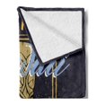 thumbnail image 2 of Tiki Bar Soft Flannel Fleece Throw Blanket, Aloha from Hawaii Surf Paradise Retro Style Tiki Vintage, Cozy Plush for Indoor and Outdoor Use, 50" x 60", Indigo Apricot Pale Blue, by Ambesonne, 2 of 5