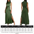thumbnail image 2 of Faldas largas Vestido largo de satén con cuello simulado para mujer, vestido para ocasiones formales, abertura lateral, elegante Cgtredaw Verde oscuro T M para Mujer, 2 of 8