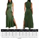thumbnail image 2 of Faldas largas Vestido largo de satén con cuello simulado para mujer, vestido para ocasiones formales, abertura lateral, elegante Ygjytge Verde oscuro T M para Mujer, 2 of 9