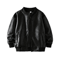 thumbnail image 7 of Otqutp Kids Boys Leather Jacket Baseball Collar Zip Up Motorcycle Jacket Toddler Lightweight Casual Street Coat with Pockets, 7 of 7