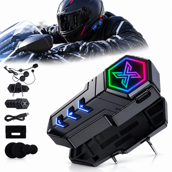 X-20 Motorcycle Bluetooth Headset, IP67 Waterproof Wireless Helmet Headset, Helmet Speakers with Mics, Auto Answer & Noise Cancellation, Motorcycle Headset for Full/Half/Retro Open Face Helmets