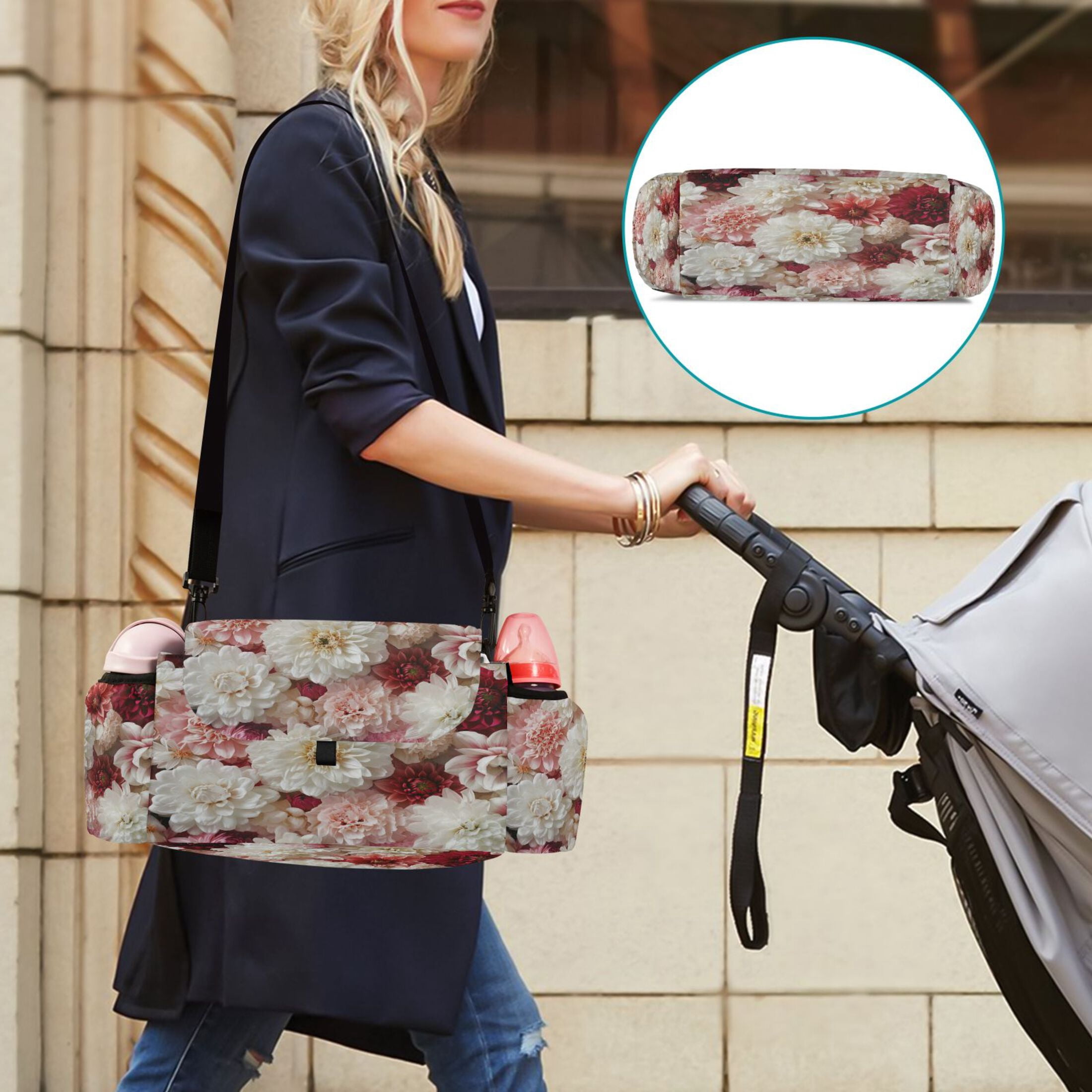 DIXRUYEE Stroller Organizer Spring’s Tender Bloom Printed