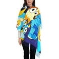 thumbnail image 3 of Lsque Bluey Pattern Women's Traditional Scarf Wrap Tassel Shawl Fringes Neck Head Shawl Retro Scarf, 3 of 8