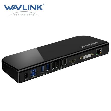 WAVLINK USB 3.0 Laptop Docking Station, 13-in-1 USB-C Hub Dual Monitor for M1/M2 Mac, Windows, Thunderbolt 3&4/ USB4, HDMI and DVI/VGA/HDMI, Gigabit Ethernet, Audio, Mic, 6 USB Ports