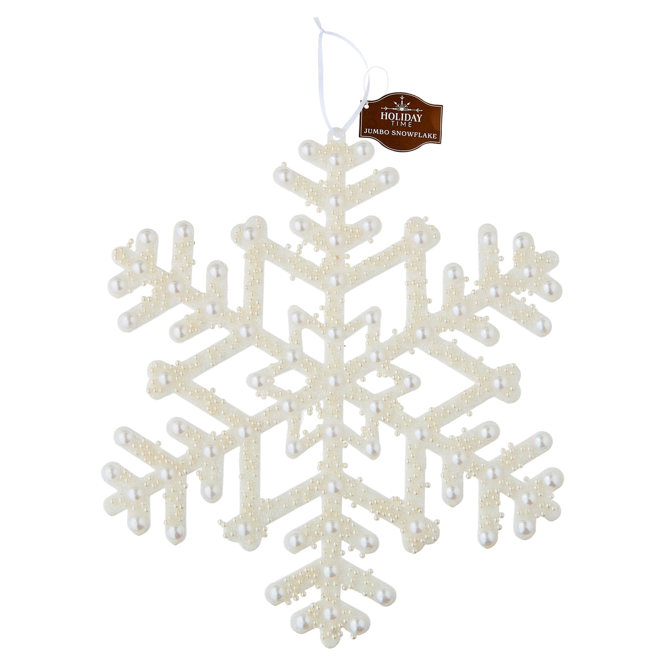White Pearl Jumbo Snowflake Christmas Ornament, 14", by Holiday Time