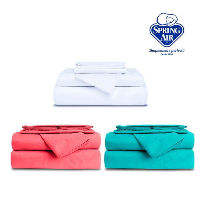 Juego de Sabanas Matrimonial 3 Pack Turquesa Coral Blanco Spring Air Essence