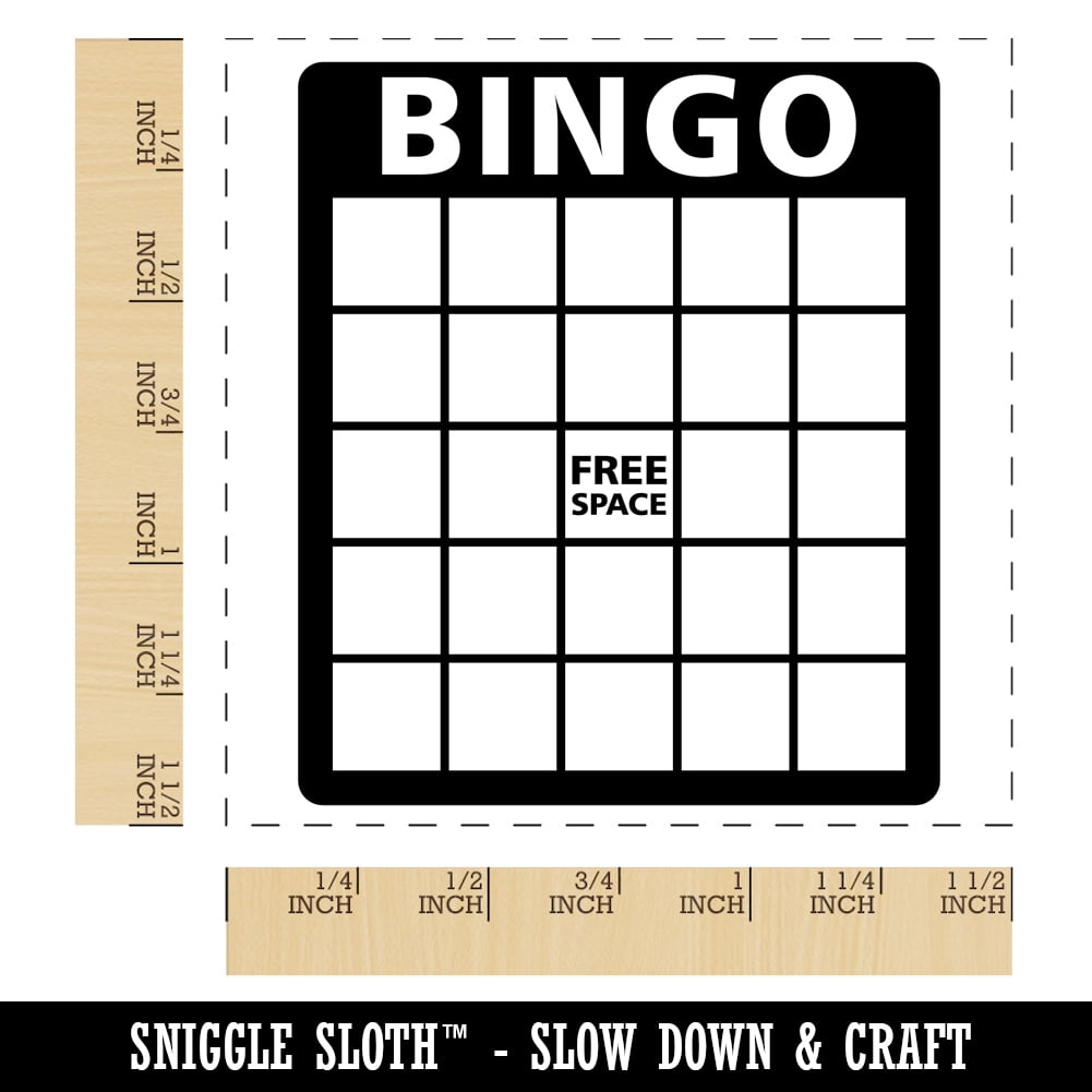 Blank Bingo Card Self-Inking Rubber Stamp Ink Stamper - Red Ink - Large 1-1/2 Inch