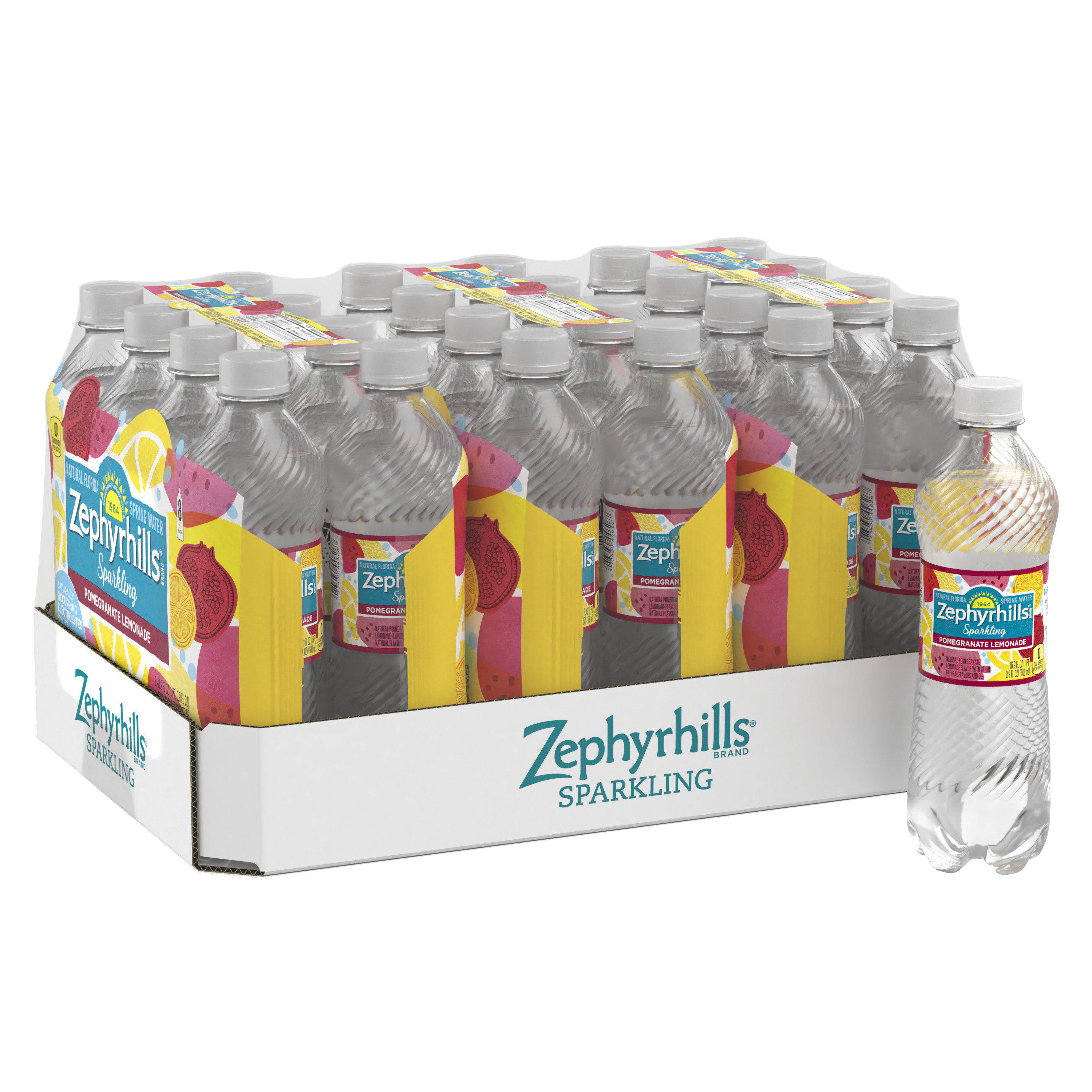 Zephyrhills Sparkling Water, Pomegranate Lemonade, 16.9 oz. Bottles (24