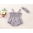 thumbnail image 2 of Tenue d'Été 2 Pcs pour Bébé Fille, Barboteuse Sans Manches à Volants avec Bretelles Smockées et Bandeau, 2 of 7