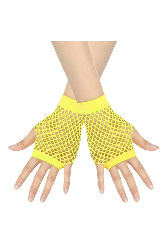 Short Fishnet Fingerless Mesh 80S Scene Accessories Gloves 1 Pair Fall Fashion Must Haves Beige One Size
