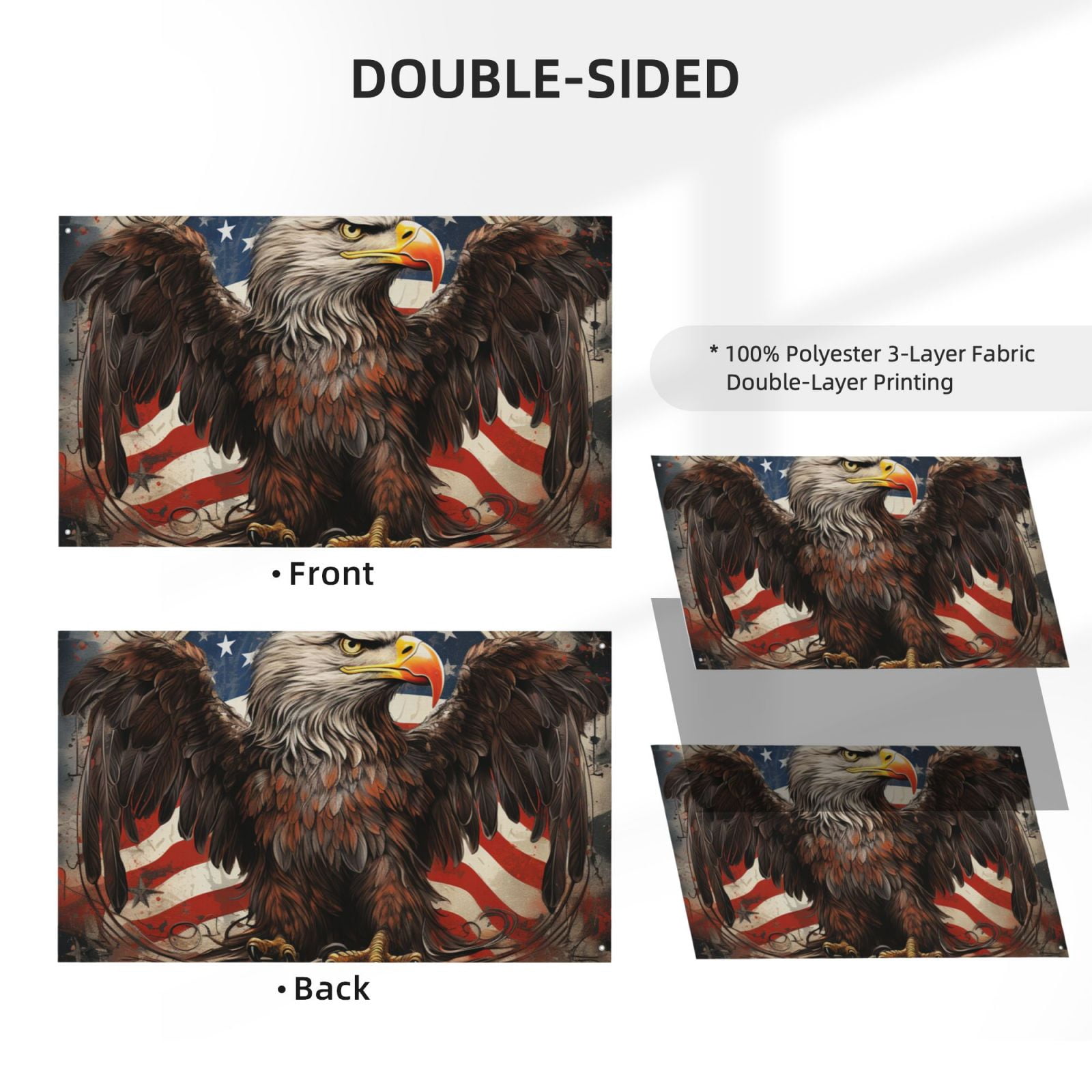 United States Navy Eagle American Flag USA Double Sided Flag 3x5FT Reversible Garden Flag Outdoor Decor for House, Porch, Lawn, Yard, Indoor Wall, Party Decoration