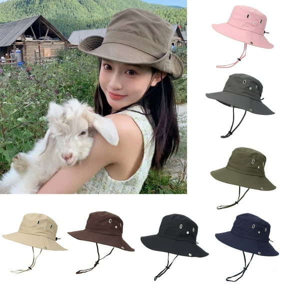 Upf 50  Boonie Hat Wide Brim Bucket Boonie Hat with UPF 50  Sun Protection - Ideal for Fishing, Hiking, Gardening, and Beach Activities,Coffee,One Size,KLOY2K