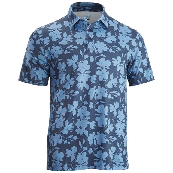 Tgw Mens Large Floral Print Golf Polo Shirt for Golfing Navy L