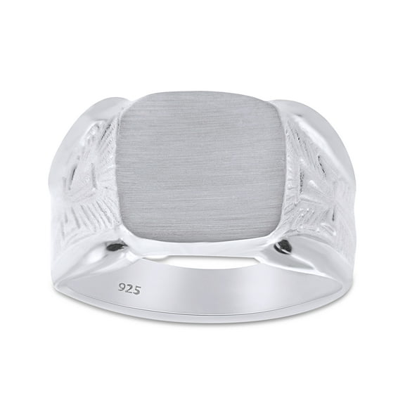 AFFY 14K White Gold Plated 925 Sterling Silver Protector Signet Ring, Ring Size 7