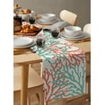 thumbnail image 6 of Table Runner Dresser Scarves 60 Inch Long, Ocean Teal and Orange Sea Coral on Linen Linen Dining Table Runners Nautical Abstract Marine Life Tabletop Scarf for Wedding Holiday Party Kitchen, 6 of 9