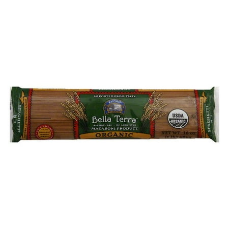 Bella Terra Pasta Spaghetti Whole Wheat Organic, 16 OZ (Pack of