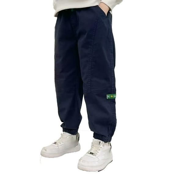 Baby Boy Pants Kids Toddler Boys Summer Lightweight Breathable Casual Pants with Waistband and Pockets Toddler Pants Dark Blue 3 Years-4 Years
