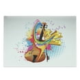 thumbnail image 1 of Cello Cutting Board, Creative Colorful Illustration of Musical Notes String Instrument and Splashes, Decorative Tempered Glass Cutting and Serving Board, in 3 Sizes, by Ambesonne, 1 of 2