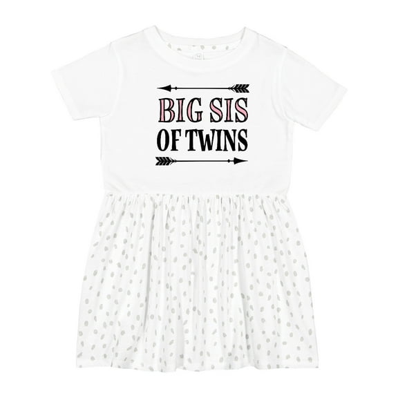Inktastic Big Sis of Twins Sister Announcement Girls Toddler Dress