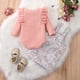thumbnail image 3 of Gibobby Conjunto para bebé Niñas Niños Niñass invierno manga larga acanalado Tops flor tirantes vestido conjunto 2 uds trajes conjunto de ropa para niños(Rosa caliente, 18-24 Meses), 3 of 5