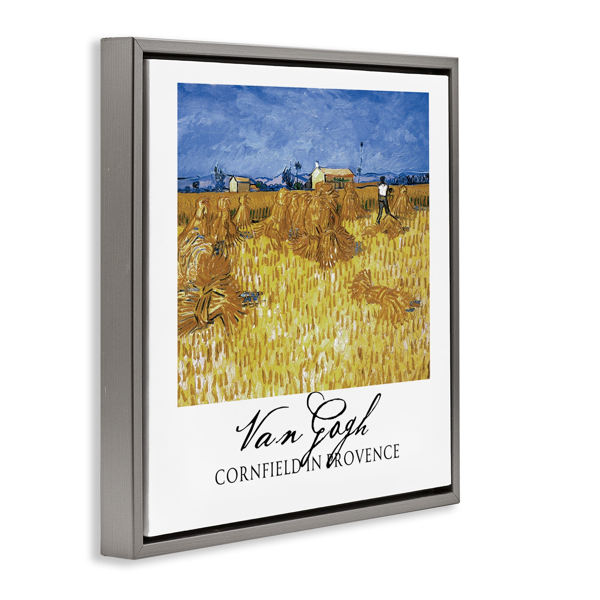 Stupell Industries Van Gogh Cornfield Provence Gray Framed Floater Canvas Wall Art, design by Vintage Hustle