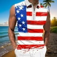 thumbnail image 2 of American Flag Sleeveless Half Zip Polo Shirt Men Retro 4th of July Patriotic Shirt USA Flag Graphic Gym Workout Tank Tops, 2 of 5