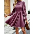 thumbnail image 3 of KelaJuan Women Velvet Mini Formal Dress Solid Color Long Sleeve Evening Gown for Cocktail Wedding Party Dress, 3 of 6