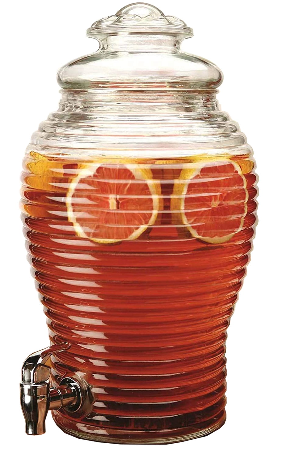 Circleware Treviso Ribbed Glass Beverage Dispenser With Glass Lid