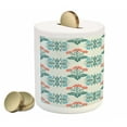 thumbnail image 2 of Seafoam Piggy Bank, Ornate Floral Arrangement Blossoming Nature Abstract Spring Motifs, Ceramic Coin Bank Money Box for Cash Saving, 3.6" X 3.2", Seafoam Teal Dark Coral, by Ambesonne, 2 of 4